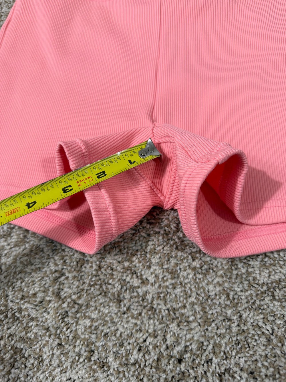 ALO Yoga Ribbed High-Rise Pink Shorts - Picture 6 of 6
